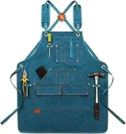 Canvas Tools Apron, Aolaso Heavy Duty Work Aprons Engineers Carpenter Painting Apron with Pockets & Adjustable Strap Bib Apron for Workshop Coffee Unisex