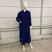 ANTHROPOLOGIE Oversized Linen Button-Front Maxi Dress Women's Size 2XS
