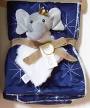 Lila & Jack 2 pc Blue White Star Baby and Elephant Lovey Security Blanket