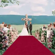 FUHSY Burgandy Aisle Runner for Wedding Ceremony 3FTx15FT Velvet Carpet