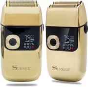 Surker Foil Shavers for Men Electric Shaver Razor Cordless Professional Barber Shaver USB Rechargeable Wet/ Dry Shaving( Gold)