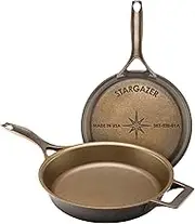 Stargazer 12-Inch Cast Iron Skillet | Made in USA, Seasoned, Even Heat Distribution, Easy to Clean, Smooth Nonstick Finish for Grilling, Frying, Sauteing, Searing, Baking