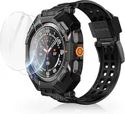 SUPCASE for Samsung Galaxy Watch Ultra 47mm Case with Band (Unicorn Beetle Pro), [2 Pack Screen Protector] Rugged Protective Cover with Adjustable Strap Band for Galaxy Watch Ultra,