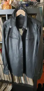 AllSaints Draven Leather Shirt.