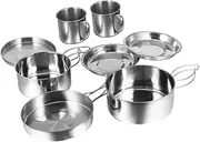 BESPORTBLE Outdoor Camping Cookware 8-Piece Portable Pot Set Non-Stick Cooking Utensils Kit for Hiking Picnic and Camping Trips