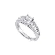 14k White Gold Princess Invisible-set Diamond Bridal Engagement Ring 1/2 Cttw