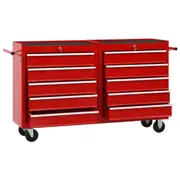 10 Drawers Tool Trolley Garage Toolbox Cabinet Steel Organiser 140x33x77.2cm