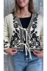 Aaron & Amber amber embroidered jacket White
