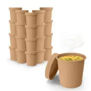 MT Products Brown Paper Soup Cups with Lids 12 oz - 20 Cups and Lids