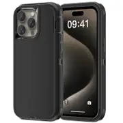 Rugged Case Shockproof Heavy Duty Cover - For Apple iPhone 15 Pro (Black)