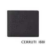 【CERRUTI 1881】頂級十字紋小牛皮6卡短夾皮夾 CEPU05919M(黑色 贈禮盒提袋)