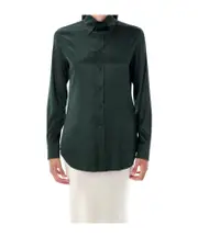 Ralph Lauren Button-Down Long-Sleeved Satin Shirt Black