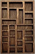 Generic Shadow Box Shelf - Decorative Trinket Display Case with Shelves, 25 Compartment Wall-Mounted Organizer Rack, Rustic Wood Farmhouse Storage for Containers and Small Collectibles.