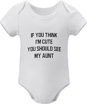 [WOOYONGING] If You Think I'm Cute You Should See My Aunt Baby Onesie Boy Short Sleeve Neutral Girl Baby Clothes White Newborn
