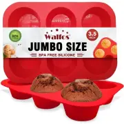 Walfos Silicone Texas Muffin Pan Set- 6 Cup Jumbo Silicone Cupcake Pan, Non-S...