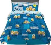 Franco Kids Bedding Soft Comforter and Sheet Set with Sham, 7 Piece Full Size, Minions