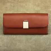 [DLUXCA] Vintage Original Handmade Long Wallet Vegetable Tanned Leather Large Capacity Card Holder Clutch (Color : A, Size : 19 * 9 * 3m)