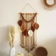 Macrame Wall Hanging -Handmade Leaf Wall Tapestry,Boho Decorations for Brown