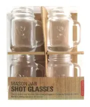 Kikkerland 4 Rooster Mini Handled Mason Jar Shot Glasses NEW in Box Barware