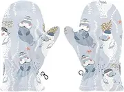 [GAIGEO] Gloves for Kids Cute Forest Animals White, Soft Adjustable Warm Kids Snow Gloves, For Snow Play