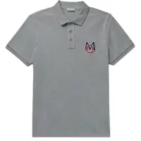 在飛比找momo購物網優惠-【MONCLER】男款 品牌刺繡LOGO 短袖POLO衫-灰