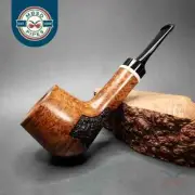 Preston Rogers Partially Rusticated Danish Billiard Handmade Briar Pipe, New