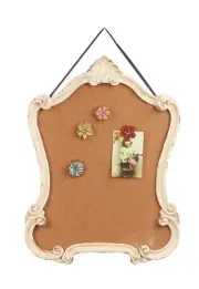 Creative Co-Op Framed Corkboard w/Flower Push Pins - Message Bulletin Board -NEW