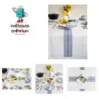 Elegant 100% Pure Linen Table Runner 16x108” - Striped Navy & White Design
