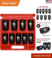 Heavy-Duty 1/2-Inch Deep Impact Socket Set, 29mm-38mm - 9 Piece Metric Tools