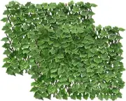 Expandable Faux Ivy Fence Privacy Screen Stretchable LIGHT GREEN, Light Green