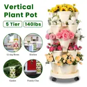 5 Tier Stackable Pots Vertical Garden Stacking Planters for Herb Flower Plants