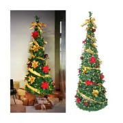 6 Ft Pre-lit Collapsible Christmas Tree Fully Decorated Pull-Up Christmas Tre...