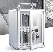 Clear Cell Phone Storage Locker Box, 12/24/36/48/60 Slots Aluminum Alloy Cell Phones Storage Cabinet with Lock and Handle，for School Classroom Exam(12)
