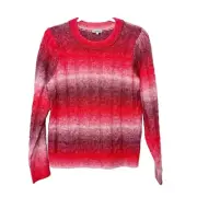 Jamison Red Ombre Cable Pullover Sweater Womens Size L NEW