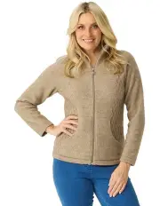 [Fella Hamilton] Possum Honeycomb Zip Up Cardigan in Oyster