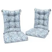 Outdoor Rocking Chair Cushion Set of 2, Patio Fade and Water Pebble Blue