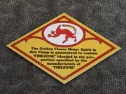 Golden Fleece 'Firezone Devil' diamond shape vinyl sticker for petrol bowser