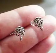 6x Flower Earrings Studs with Closed Loop 7mm Pad Posts w/ Rubber Stoppers