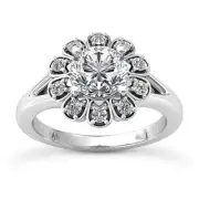 Split Shank 0.90 Carat VS2/H Round Diamond Engagement Ring White Gold Treated