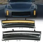 LED Side Marker Lights for Nissan 350Z LCI 2006-2009, Front Bumper Reflector Side Marker with DRL & Turn Signals, Left & Right Side