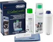 De'Longhi Coffee Care Kit DLSC306, Includes Replacement Water Filter, 200ml EcoDecalk Descaling Solution, 250ml EcoMultiClean Solution, Microfibre Cloth and Water Hardness Test