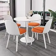 Exquisite Modern Round Dining Table Set with 4 Chairs for Coffee Negotiation Stylish Reception in Kitchen Office Reception Room Cafe Club Orange Color