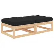 Garden Footstools with Cushions 2 pcs Solid Pinewood vidaXL