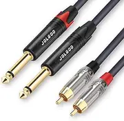 JOLGOO RCA to 1/4 TS Stereo Interconnect Cable, 2 6.35mm Male TS to 2 RCA Male Stereo Audio Adapter Cable, 6.6 Feet