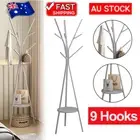 AU 9 Hook Metal Coat Free Stand Rack Clothes Hanger Hat Tree Jacket Bag Umbrella