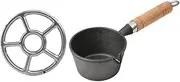 MERRYHAPY Small Cast Iron Saucepan Mini Egg Frying Pan for Stove Wood Handle Pot for Outdoor Cooking Camping