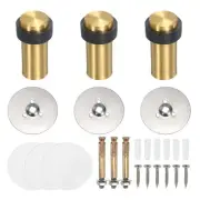 3Set Round Door Stoppers, 80mm Stainless Steel Wedge with Screw, Gray