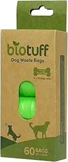 Biotuff Compostable Dog Waste 4 x 15 Bags Refills, 33 x 22 cm