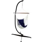 Polyester Victorian Hammock Chair with Steel C-Stand - Navy Blue by Sunnydaze