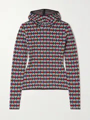 [JETSET] JETSET - Cap Turtle Jacquard-knit Hoodie - Blue - small small Blue